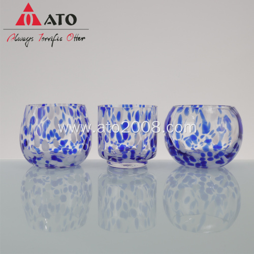 Luxury Blue dot hand-blownglass cup Water Juice Glass